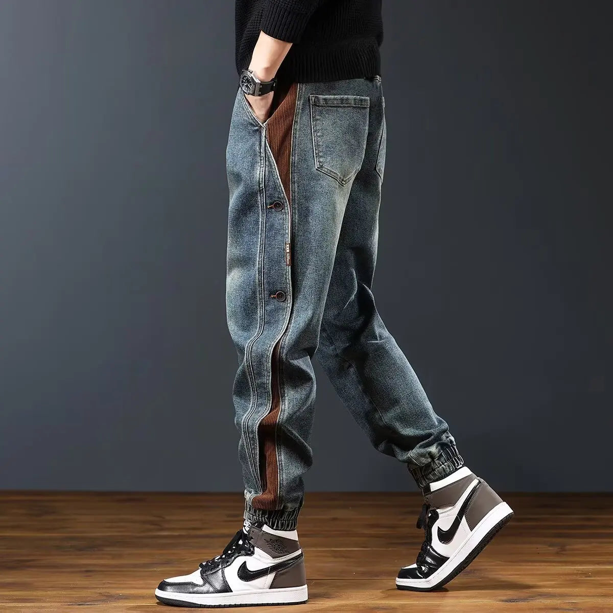 Men's Boyfriend Jeans in Denim for Autumn and Winter