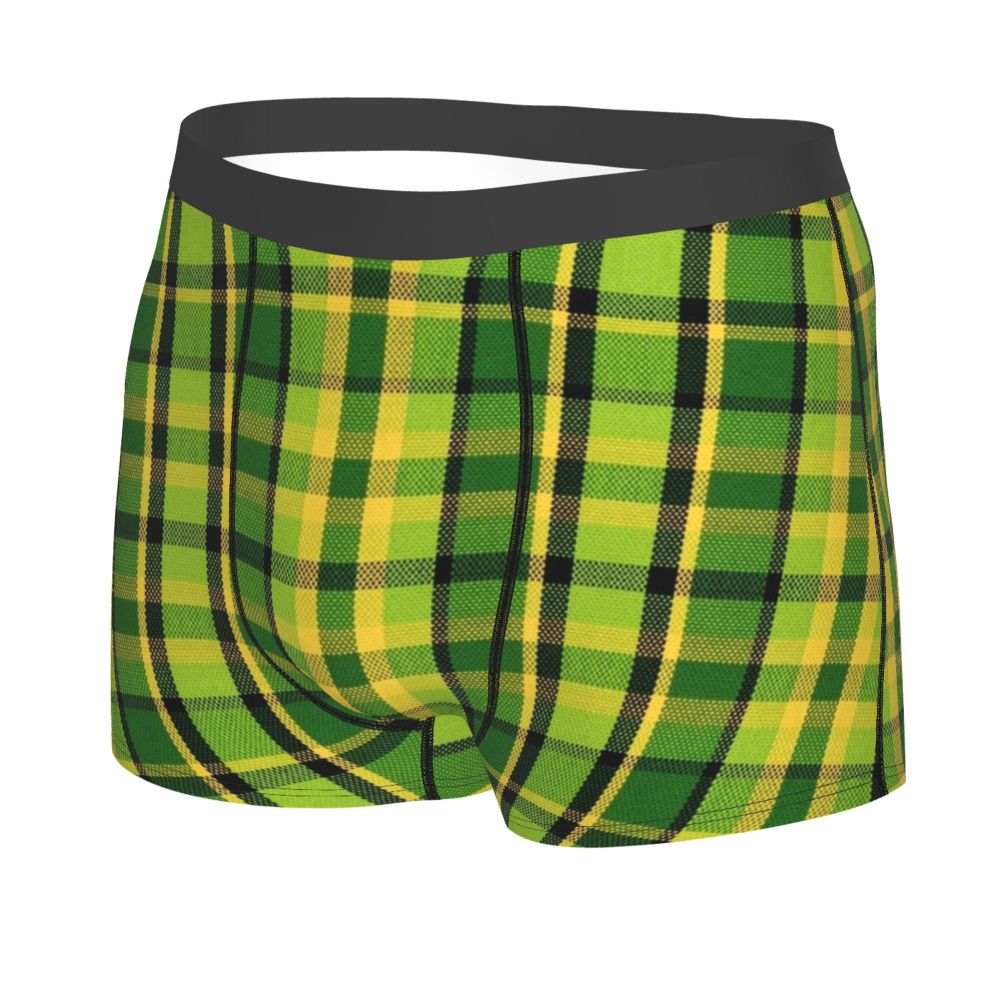 Black Watch Tartan Boxer Shorts for Men in Lycra and Polyester
