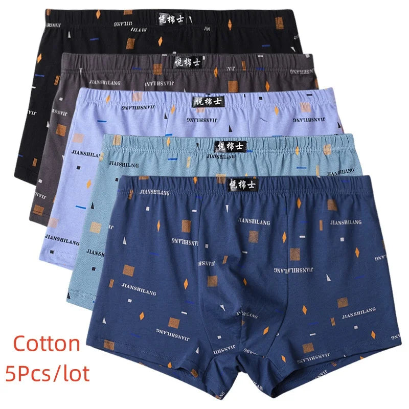 2026 + 5Pcs/Lot Boxers Men’s Underwear Men's Cotton Boxer Shorts Boxer Four Corners Loose Breathable Comfortable