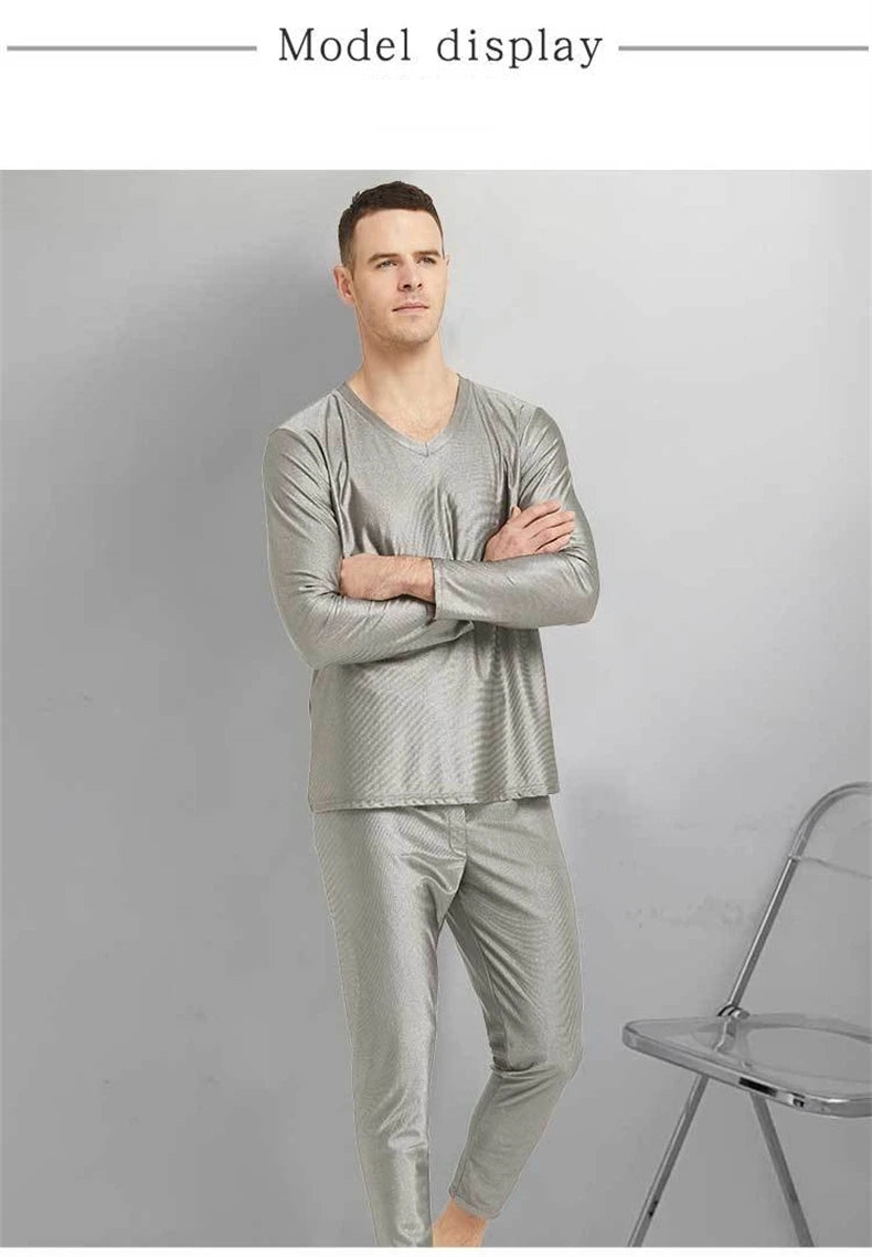 Real electromagnetic radiation protective 100% silver fiber knitted fabric long underwear EMR