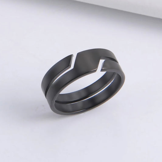 Stainless Steel Ring for Men + Women Black Minimalist Casual Ring