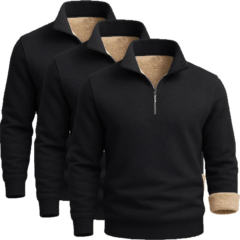 Men's Thick Pullover Sherpa T-Shirt with Zipper Closure