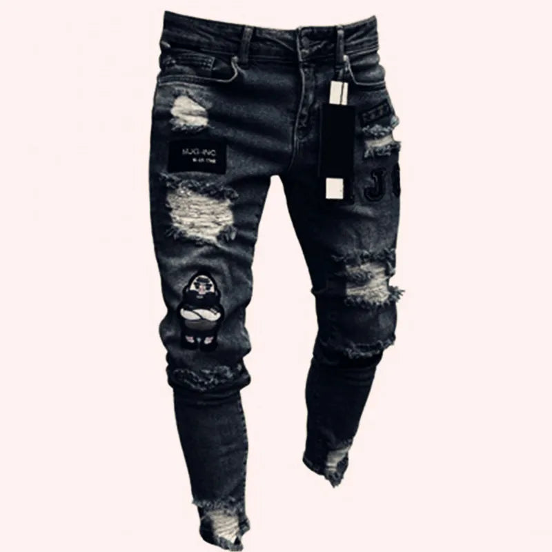 Mens Black Casual Slim Fit Jeans Pants