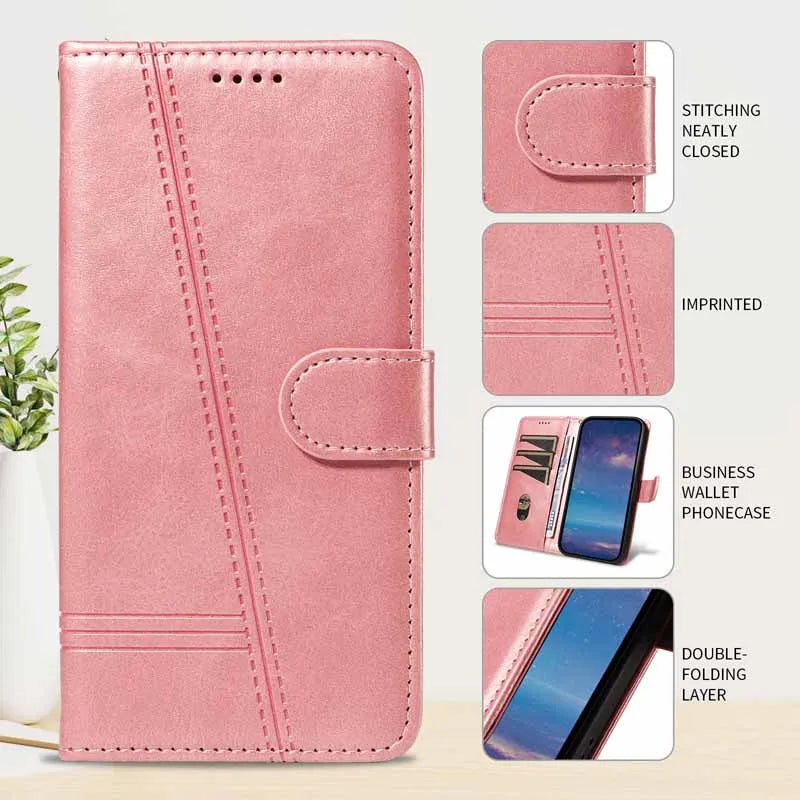 Tsimak Leather Case For Motorola Moto G13 Flip Wallet Phone Cover