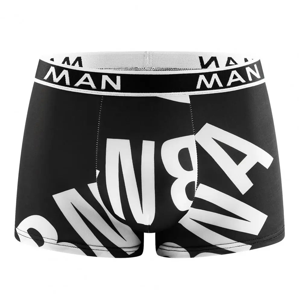 Men's Plus Size Letter Printed Boxer Shorts