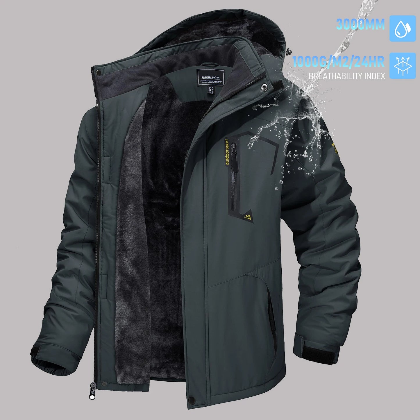 TACVASEN Men's Winter Ski Jackets Waterproof Fleece Coats Insulated Thermal Snowboard Jacket Parka Raincoat with Hood Man Parka
