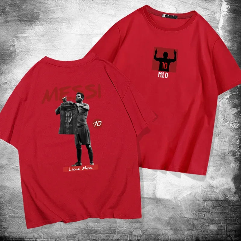 Messi short-sleeved printed 100%cotton summer men'sT-shirt outdoor casual tops urban fashion men's clothing unisex short-sleeved