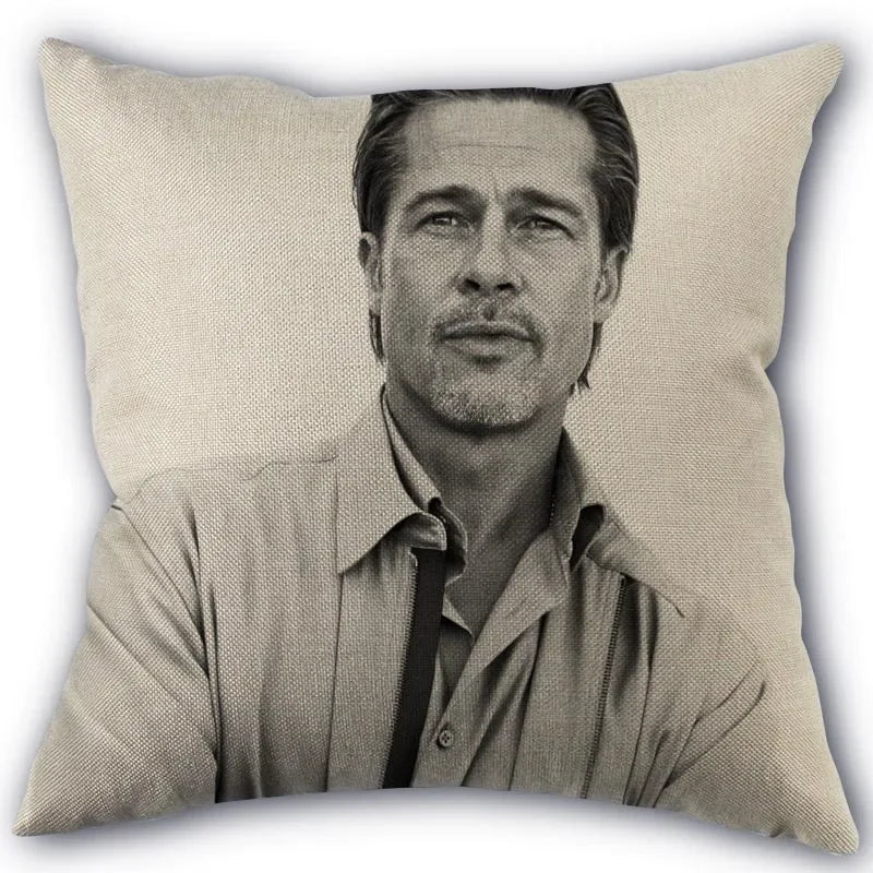 Custom Brad Pitt Pillowcase 45x45cm One Side Decoration Home Textile Cotton Pillow Cover 2026 +