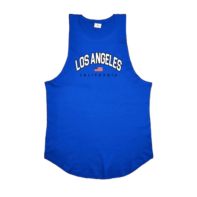 Mens Bodybuilding Tank Tops Casual Sleeveless Fitness Muscle Shirt Gym Sport Vests Summer Cotton Breathable Cool Loose Clothing