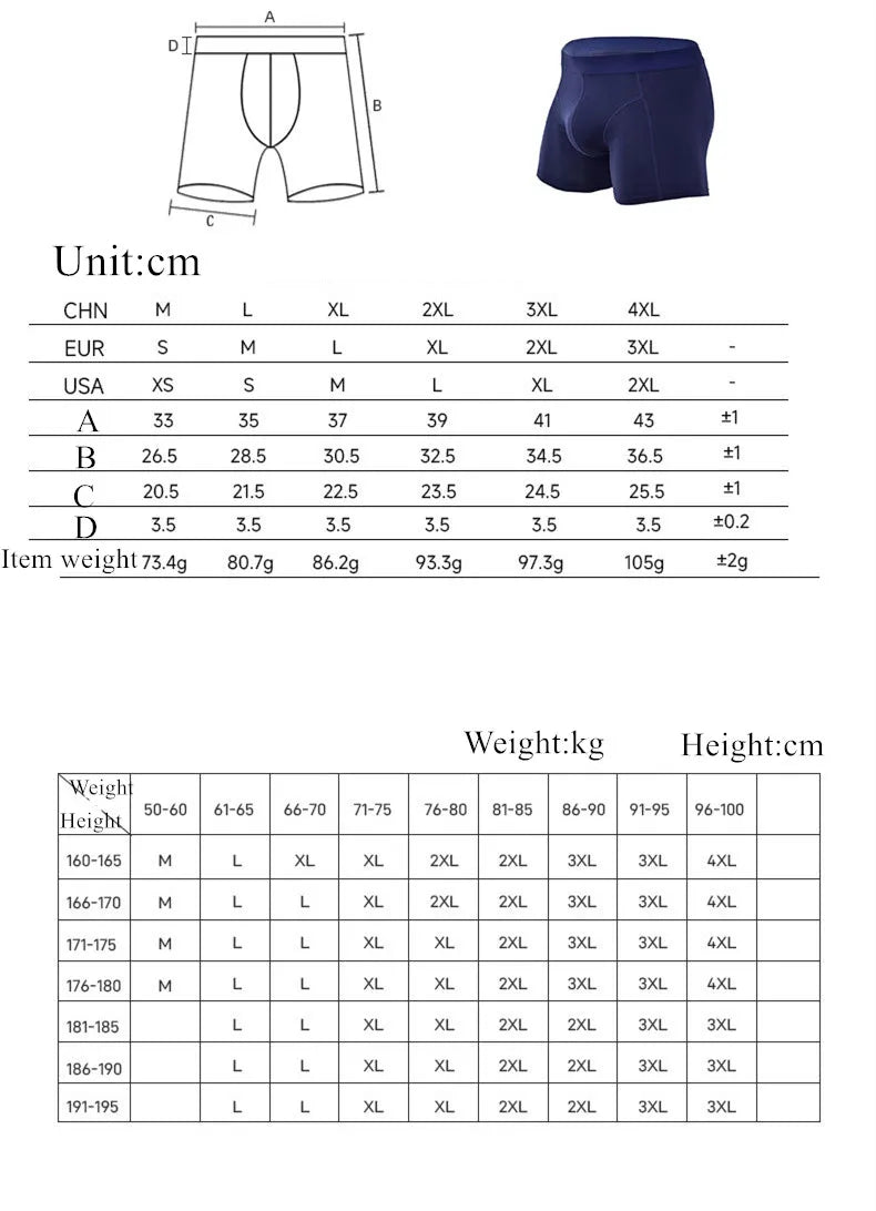 Cotton Boxer Shorts for Men - Middle Waist U Convex