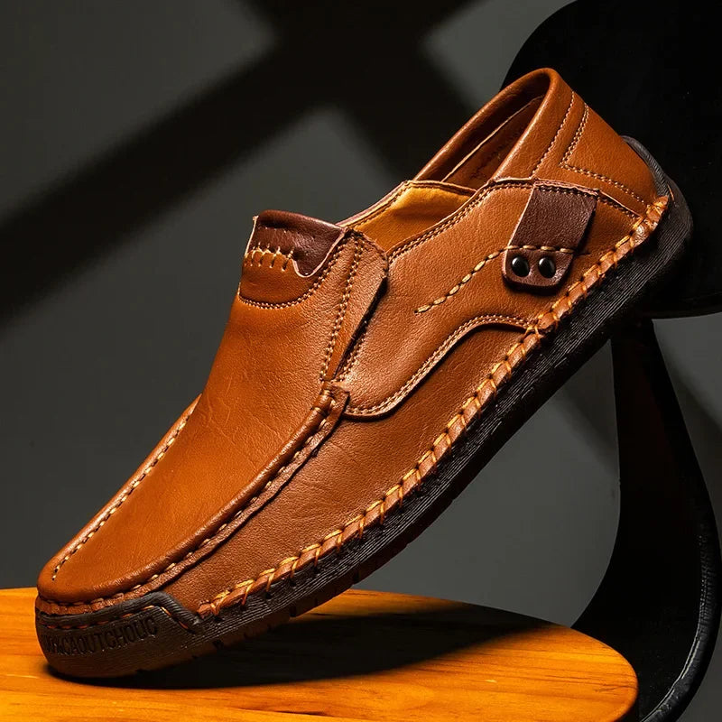 Genuine Leather Mens Loafers Slip-On Casual Shoes