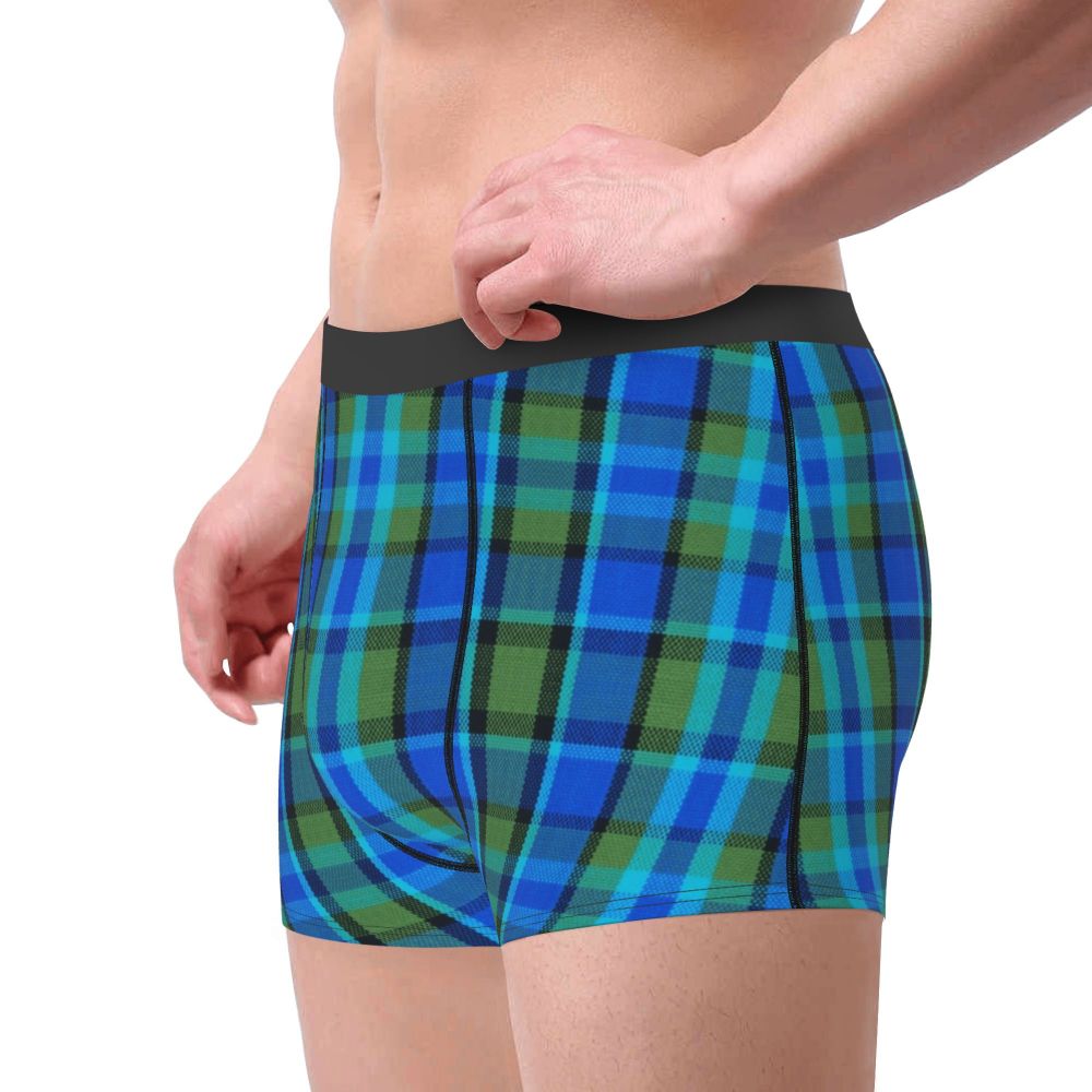 Black Watch Tartan Boxer Shorts for Men in Lycra and Polyester