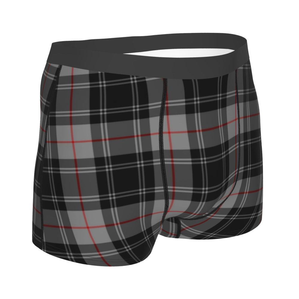Black Watch Tartan Boxer Shorts for Men in Lycra and Polyester