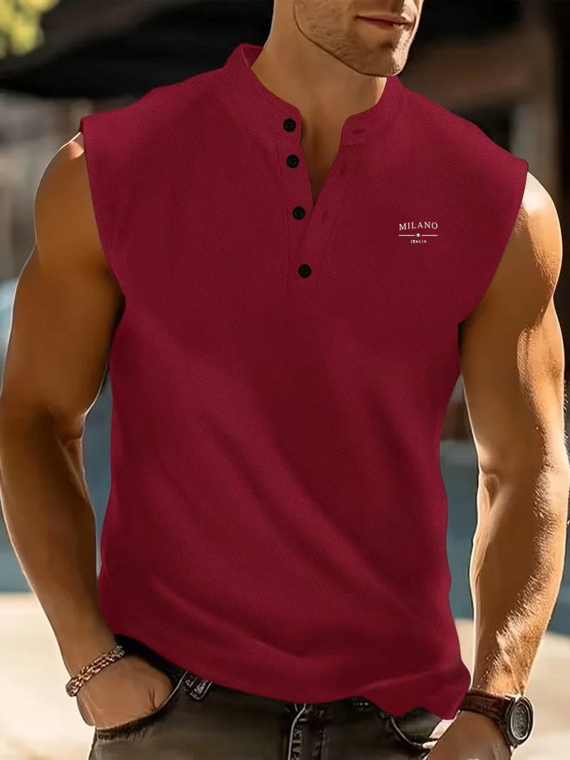 Men's Casual Summer Tank Top with Milano Embroidery