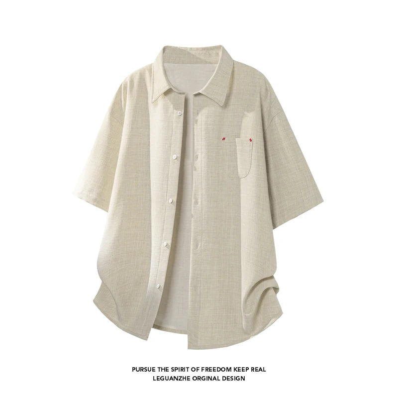 LEGIBLE Casual Short Sleeve Shirts for Men 4XL 5XL