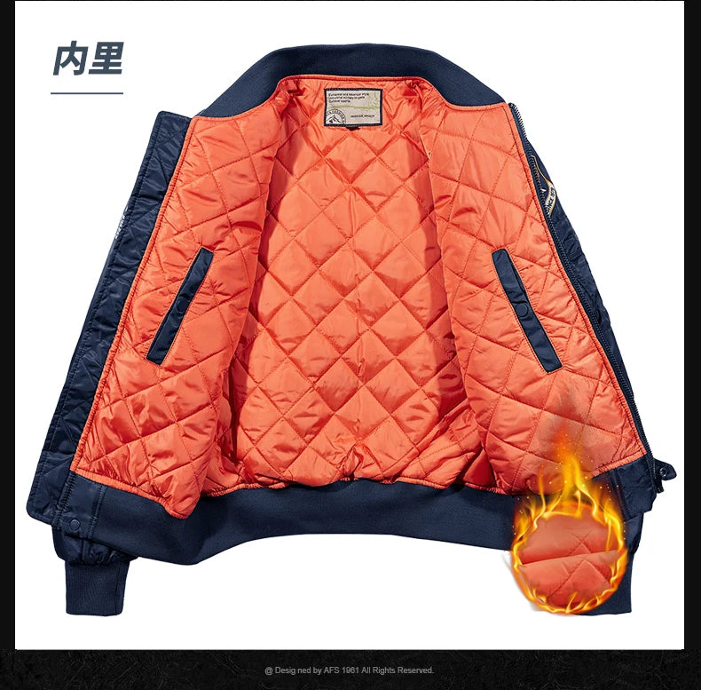 Bomber Jacket Men Thick Warm Jacket Men Military Aviator Pilot Coat