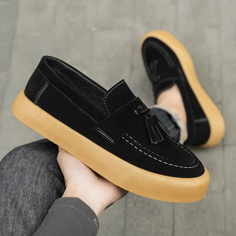 Men's Suede Loafers Tassel Shoes Casual Autumn Style