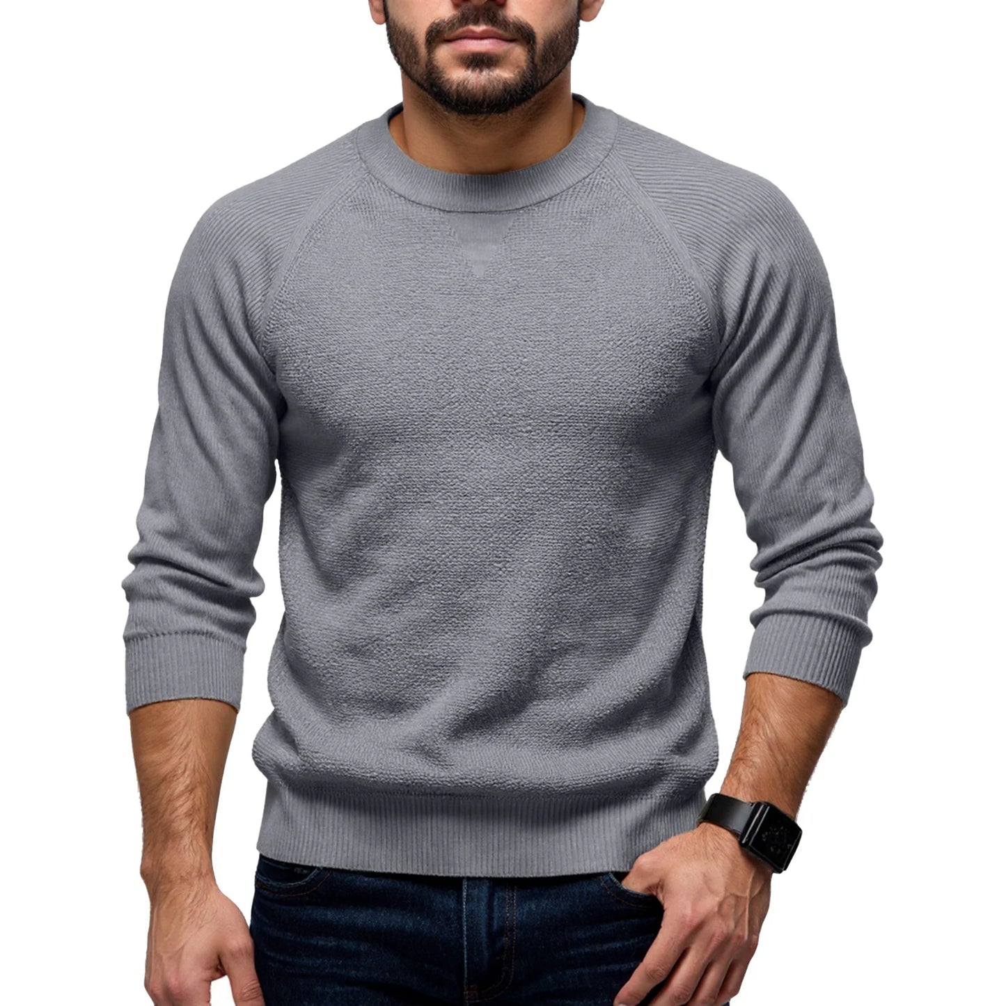 Men'S Tops T-Shirts Knitted Round Neck Sweaters Men'S Fashion Tops Daily Wear Gray Casual Warm Daily Commuting Casual Gathering