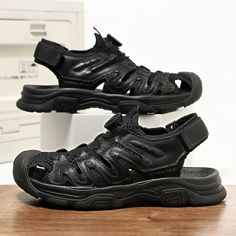 Summer Men Sandals Genuine Leather Mens Casual Shoes Outdoor Men Leather Sandals for Men Beach Shoes Roman mens Shoes