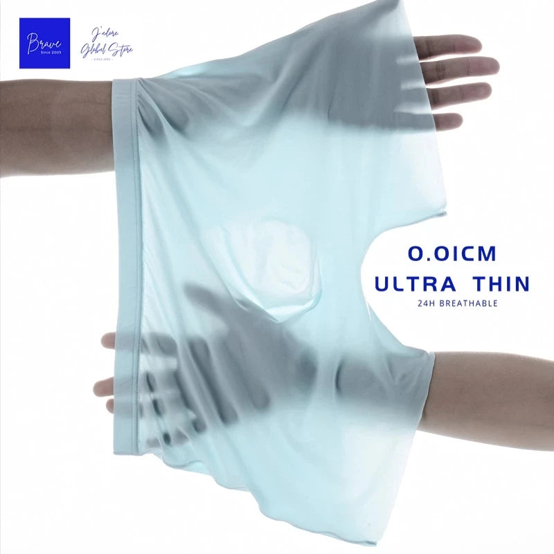 Mens Ice Silk Boxer Shorts Antibacterial Breathable Underwear