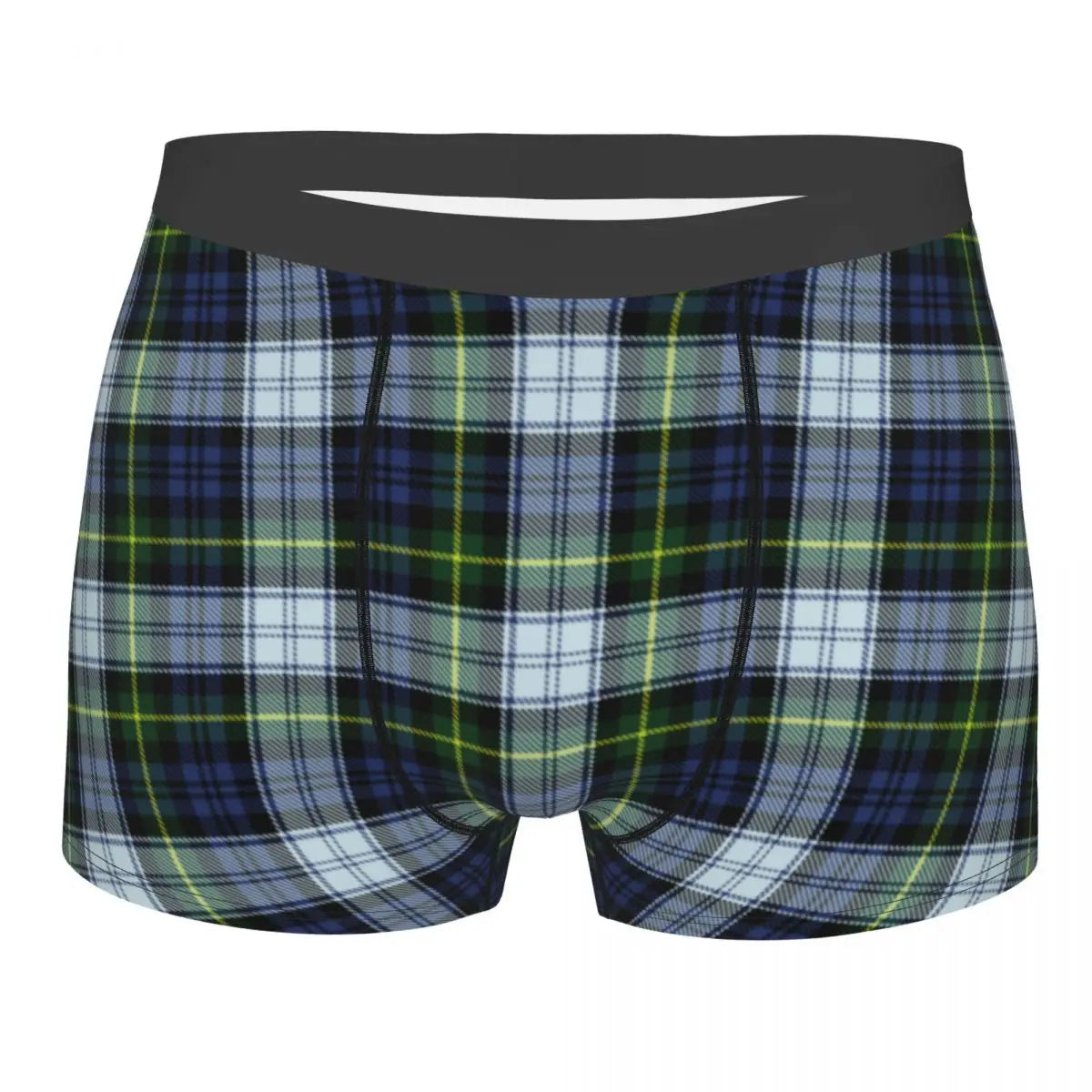 Black Watch Tartan Boxer Shorts for Men in Lycra and Polyester