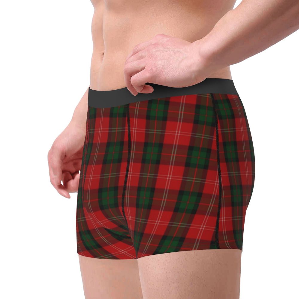 Black Watch Tartan Boxer Shorts for Men in Lycra and Polyester