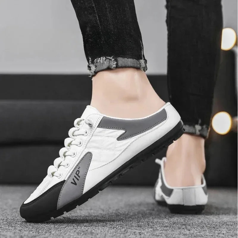 Men's Casual Slip-On PU Summer Slippers with Rubber Sole