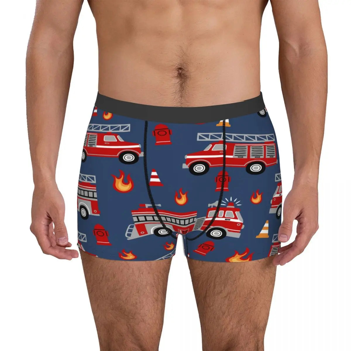 Men's Boxer Shorts Fire Trucks Cartoon Underwear