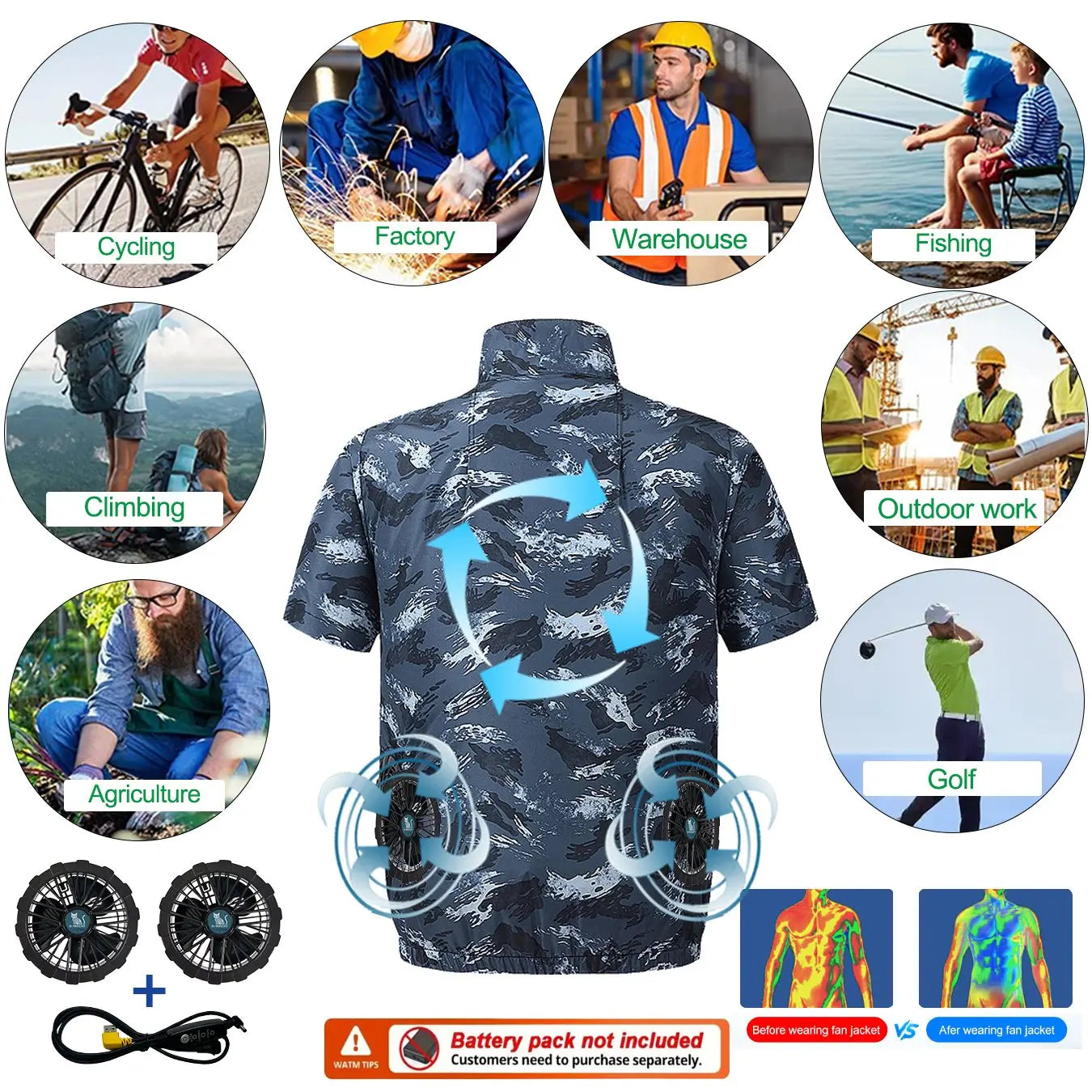 G-MACHT Men Cooling Jacket USB Air Conditioning Vest