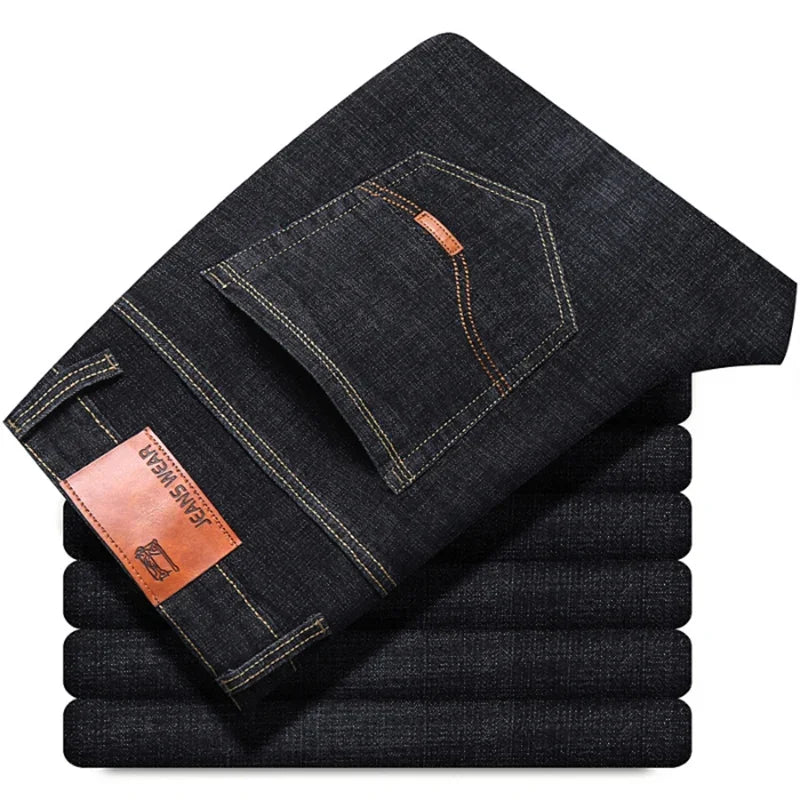 Men's Straight Jeans Comfortable Business Denim Pants