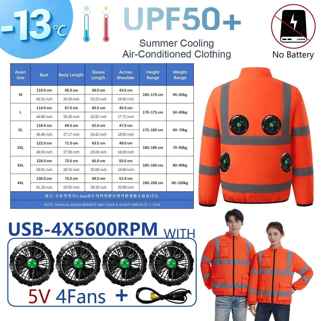 AKOOUS USB 3-Fans Cooling Vest for Men and Women