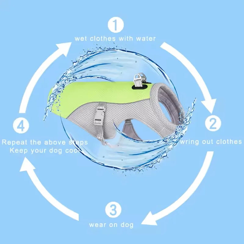 Summer Dog Cooling Vest Breathable Polyester for Outdoor Use