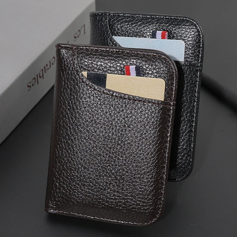 Portable Super Slim Soft Wallet Leather Mini Credit Card Wallet No Zipper