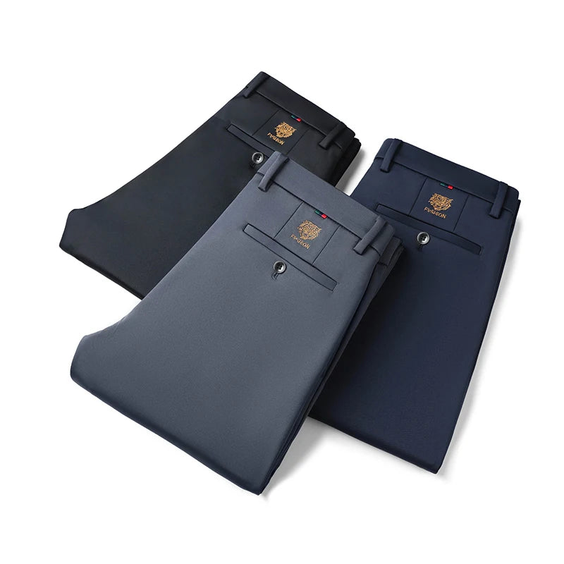 Men's Elastic Formal Pants with Tiger Head Design