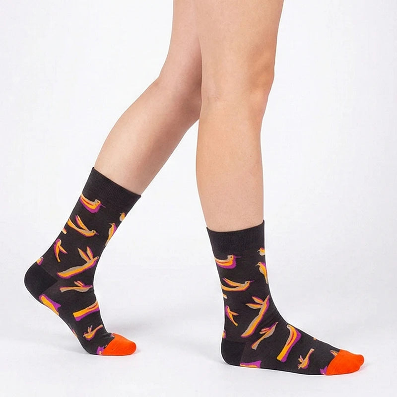 1/5 Pairs Men Women Socks Unisex Colored Printed Mid Tube Socks With Trendy And Personalized Animal Flower Designs Casual Socks