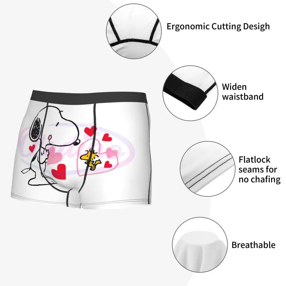 Snoopy Boxer Briefs for Men - Giggle Print Polyester Blend