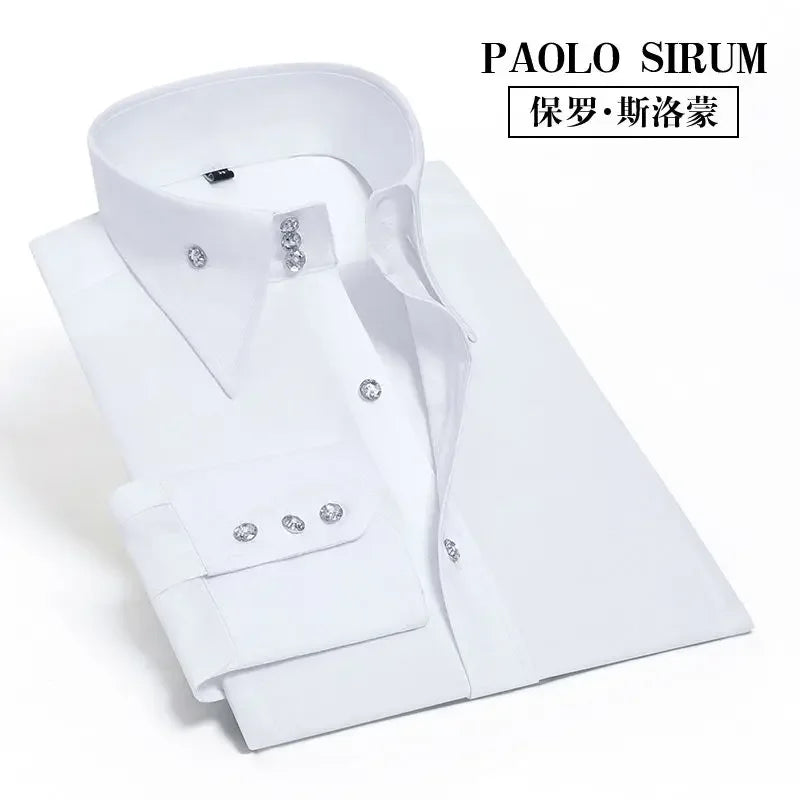 Men's Slim Fit Non-Iron Dress Shirt in White