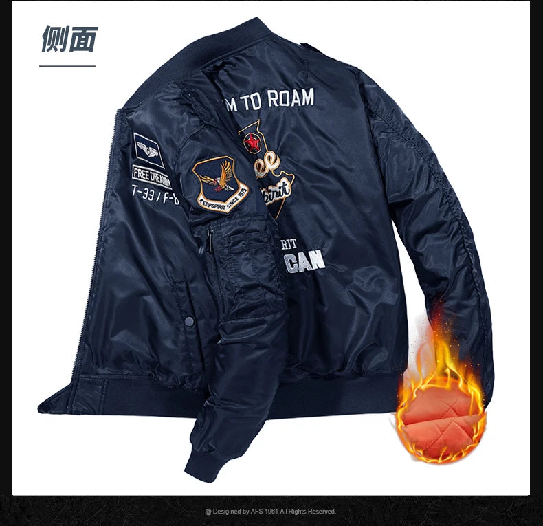 Bomber Jacket Men Thick Warm Jacket Men Military Aviator Pilot Coat