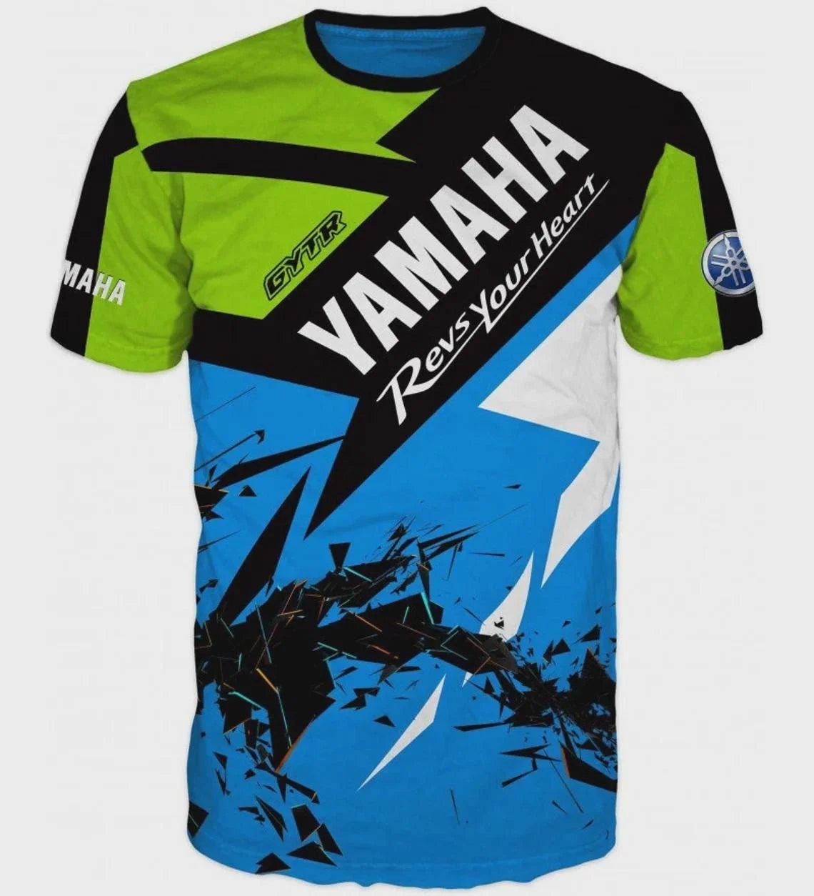 New Yamaha fashion 3D printed team motorcycle cross-country racing T-shirt for men, quick-dry, breathable, round-neck sports shi