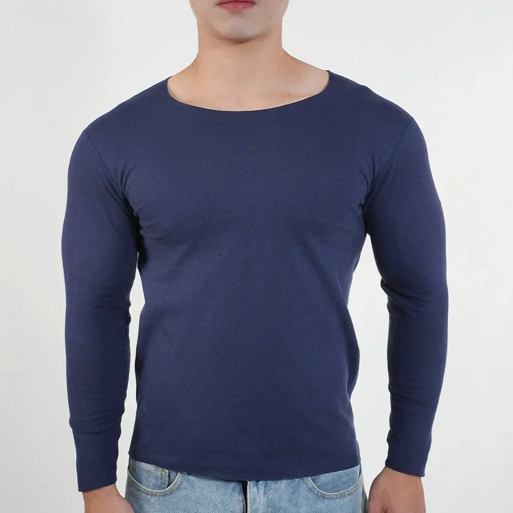 Men Thermal Underwear Long Sleeve Shirts Crewneck Fleece Lined Base Layer Top