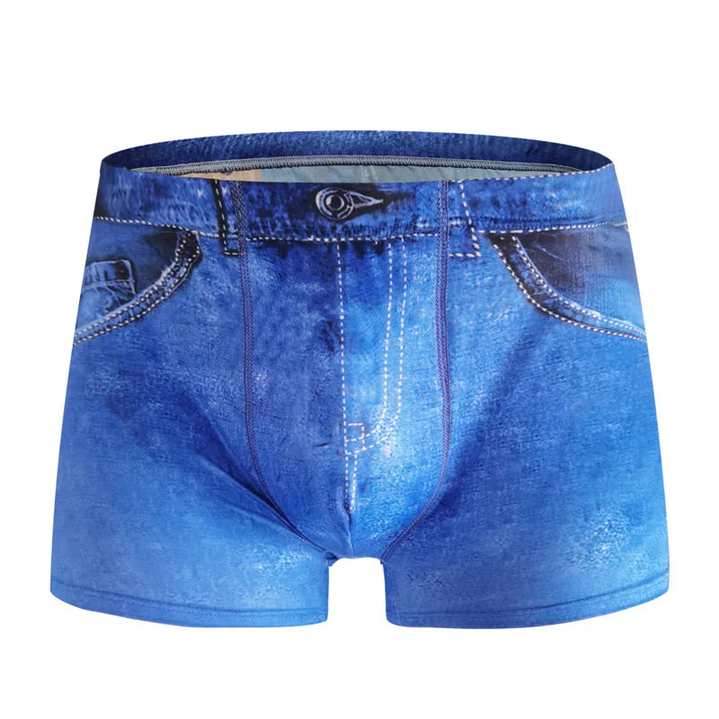 Men's 3D Print Denim Boxer Shorts