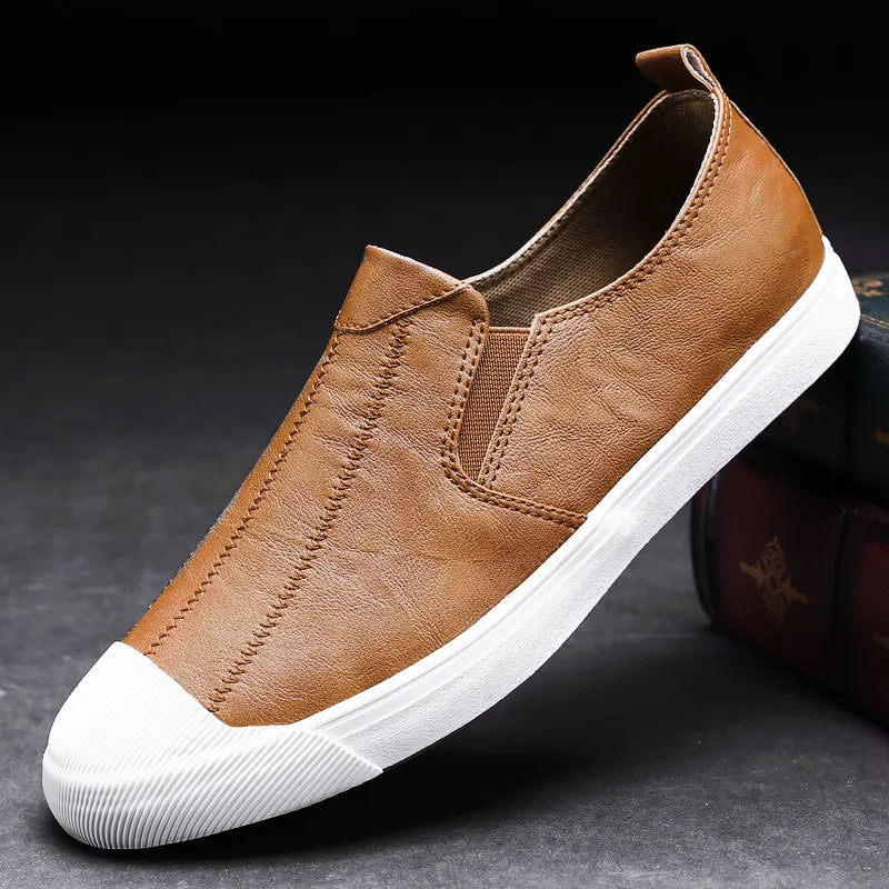 Men's Leather Slip-On Loafers for Spring and Summer