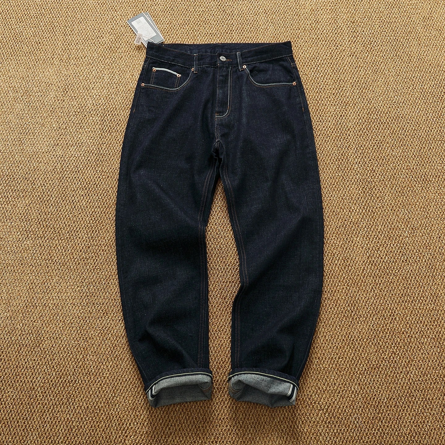 100% Cotton Washed Raw Selvedge Denim Jeans for Men - American Vintage Casual Indigo Straight Leg Tapered Trousers 2025 Autumn