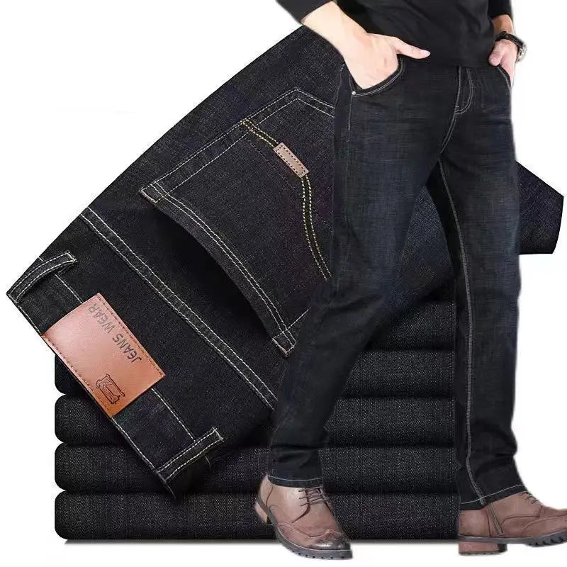 Men's Slim Fit Straight Leg Denim Jeans for All Seasons