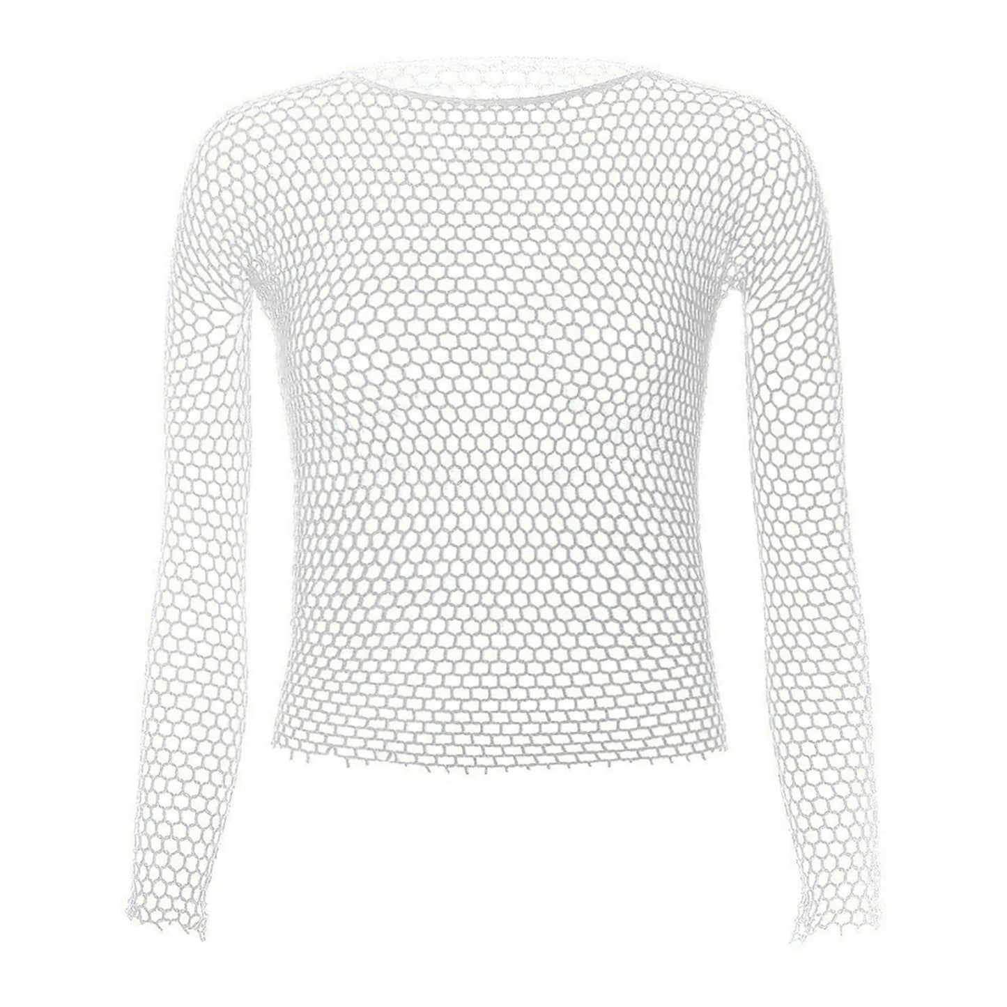 Men Sexy Sheer See-Through Fishnet Pole Dancing Tops Exotic Long Sleeve High Stretch Mesh T-Shirt Nightclub Club Performance Top