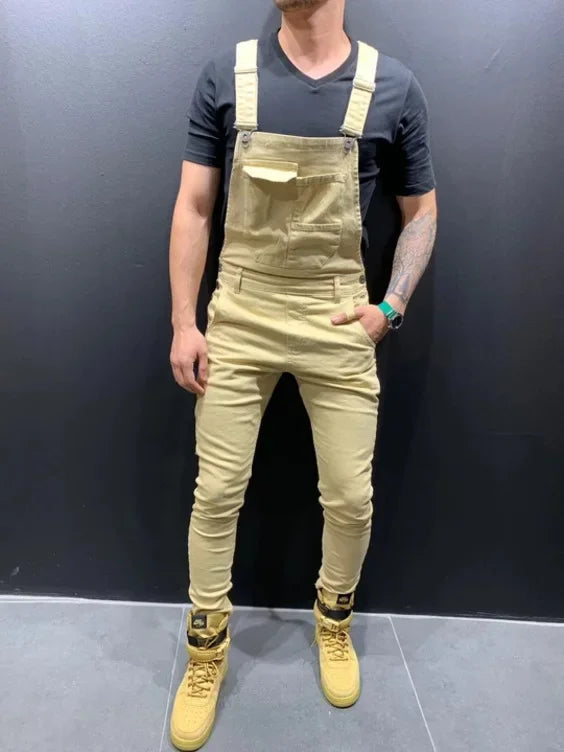 Men's Denim Overalls in Slim Fit for Casual Wear