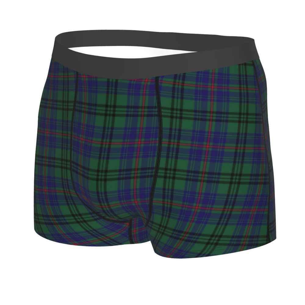 Black Watch Tartan Boxer Shorts for Men in Lycra and Polyester