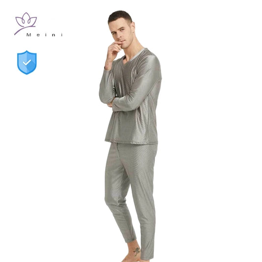 Real electromagnetic radiation protective 100% silver fiber knitted fabric long underwear EMR