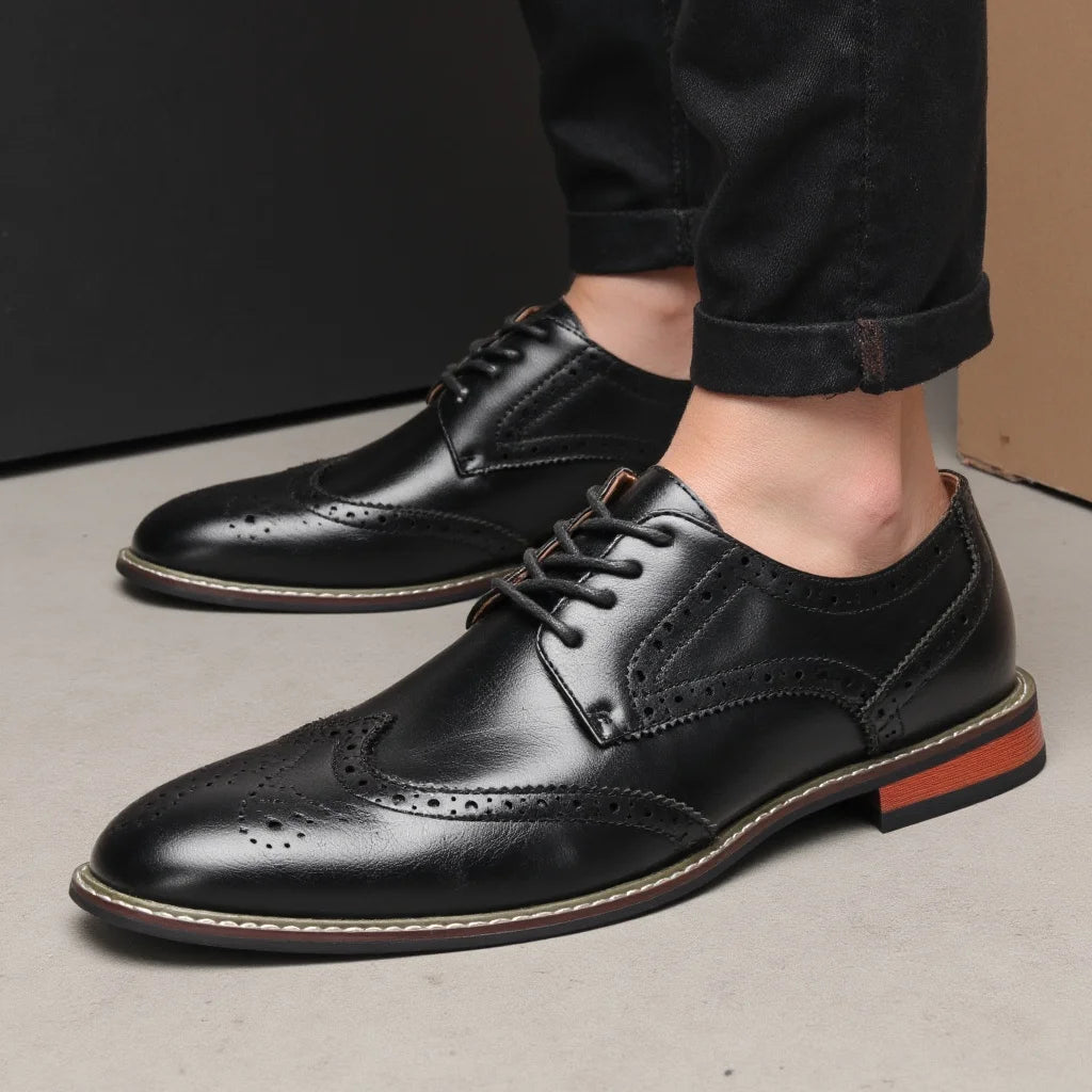 Mens Comfortable Lace-Up Dress Shoes for Business and Weddings