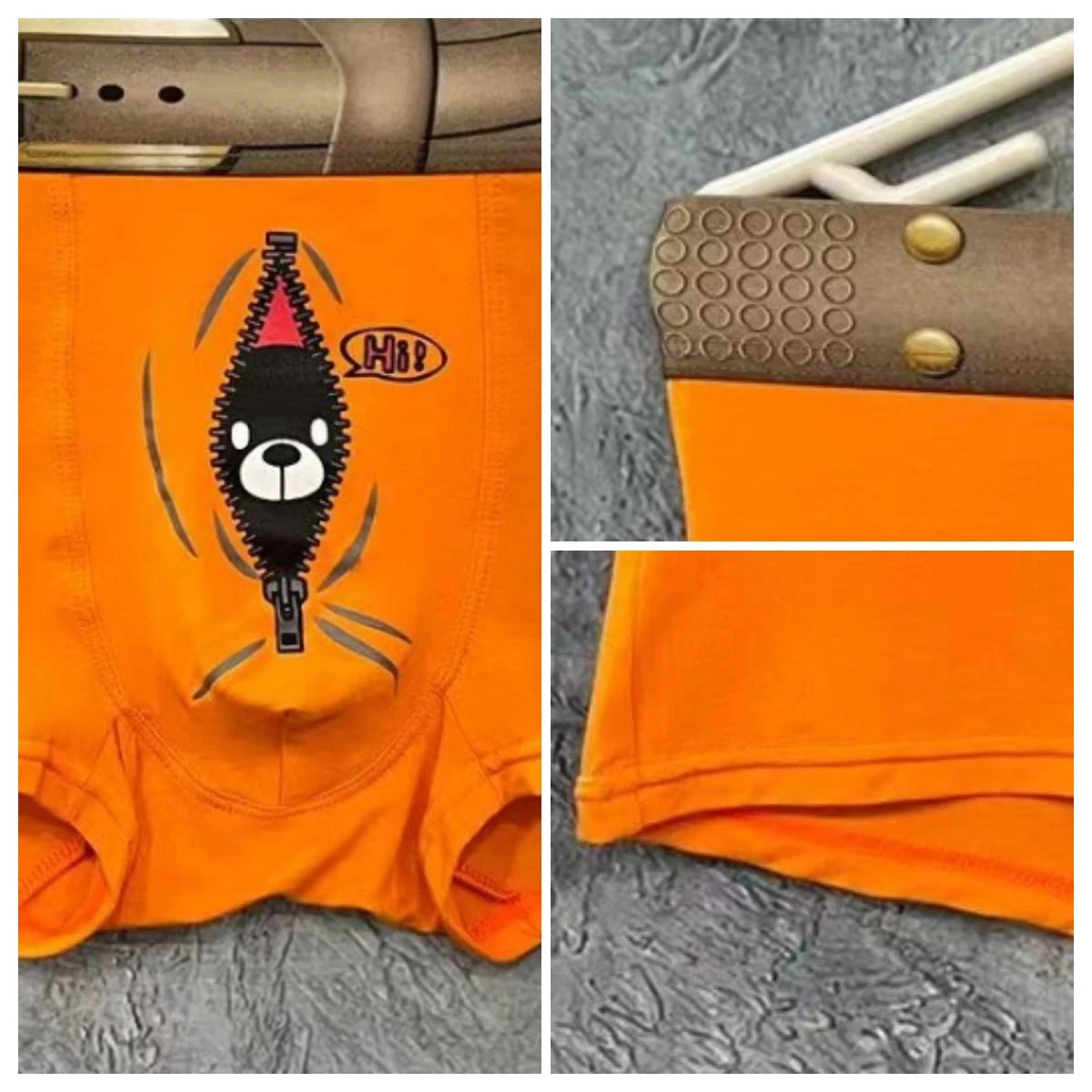 Men's Cartoon Print Bear Boxers by Christie Kirkland